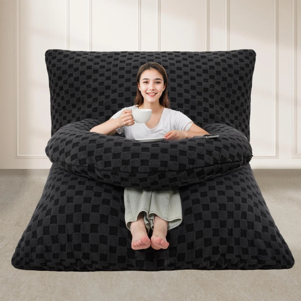 Silla Bolsa de Frijoles 3 en 1 con Almohada Portátil en Forma de U, Bolsa de Frijoles Gigante con Lavado... Foto 2 de 4