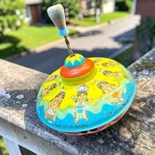 Ohio Art Vintage Tin Spinning Top 1950s Ten Little Indians Toy