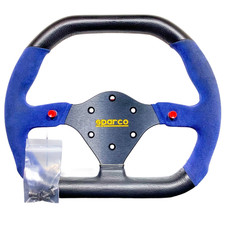 Sparco P310 Steering Wheel 310mm D-shape Black Leather Blue Suede Rally Race Na