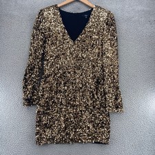 Lulus Dress Womens Extra Large Brand New You Gold Sequin Bodycon Long Sleeve NWT