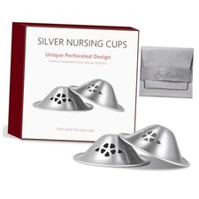 Silver Nursing Cups,Original Perforated Breathable Design,Silver Regular