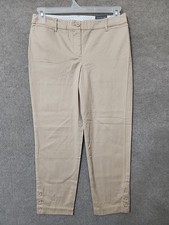 Talbots Perfect Crop Pants Womens 4 Beige Cotton Stretch NEW