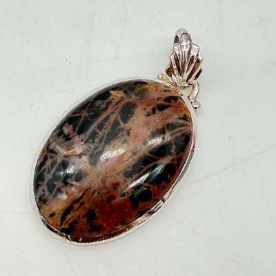 Vintage Sterling Silver Jasper Pendant Brown Orange Pilbara Picasso