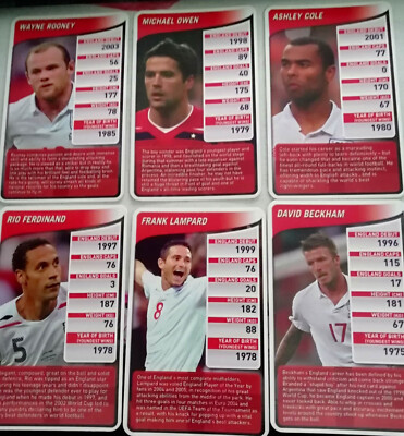 Sammlerstück Einzelkarte TOP TRUMPS - ENGLAND FOOTBALL STARS - Wählen Sie Ihren Helden