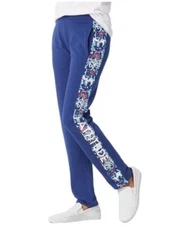 Attitudes by Renee French Terry Graffiti Side Stripe Pants Marine Navy