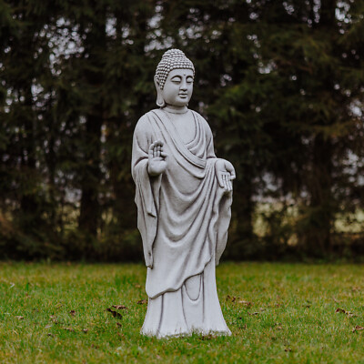 Feng-Shui Buddha Statue Steinfigur 142 cm 214 kg Grau Weißbeton frostsicher