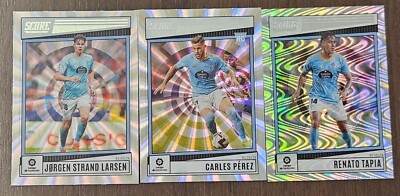 (3) Score La Liga 2022-23 Celta Vigo Parallel Lot Larsen Perez LASER Tapia SWIRL