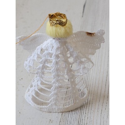 White laced blonde angel halo ornament xmas decor