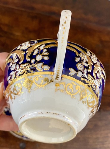 Minton Porcelain Cup and Saucer Sevres Style Cobalt Blue Heavy Gold Enameled - Picture 9 of 16