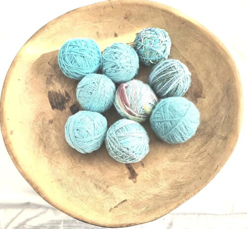 9 Blue Yarn Ball Decorative Bowl Basket Fillers Home Decor