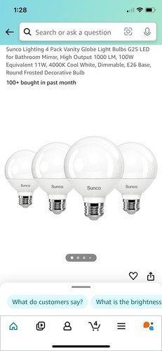LED G25 Some Light Bulb Non Dimmable E26 5k 5W 4 Pack - Picture 4 of 4