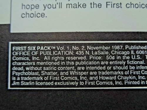 First Six-Pack Vol. 1 Nº Primera impresión de cómics 2 de noviembre de 1987 casi nueva (9,4) - Imagen 4 de 9