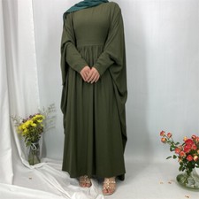 Abaya Muslim Women Farasha Robe Batwing Sleeve Maxi Dress Kaftan Ramadan Islamic