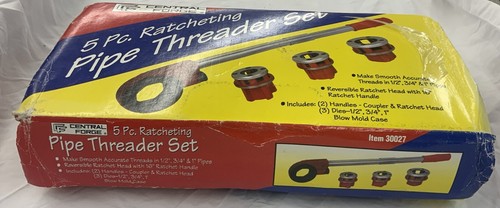 Central Forge Pipe Threading Kit 5 Piece Set 30027 With Plastic Case - Picture 3 of 3