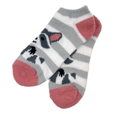 Snugadoo Aloe Infused Ankle Socks Women One Size Soft Fuzzy Novelty Racoon