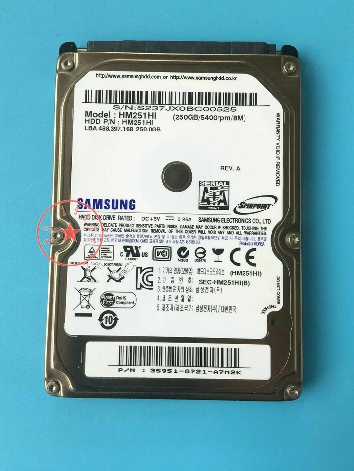 Samsung M7 250GB,Internal,5400 RPM,6.35 cm 2.5" HM250HI Desktop HDD - Image 2 of 3