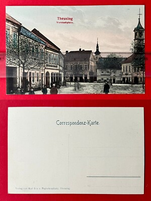 #ad AK THEUSING in Böhmen um 1906 Vorstadtplatz mit Typen 145857 EUR 26.99
