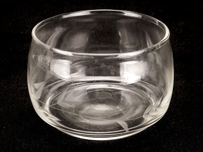 Clear Glass Dessert Bowl, Etched Leaf Pattern, 8 oz, Sickles Glass, SKL-09