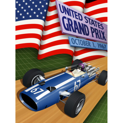 United States Grand Prix 1967 Sebring Raceway Canvas Wall Art Print Poster