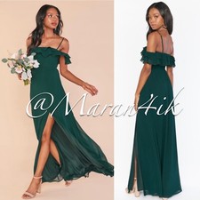 NWT Show Me Your Mumu Emma Ruffle Maxi Dress in Emerald Chiffon XXS