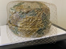 Sparkling Multifloral Yellow Gold  Green PASADENA Vintage Estate Hat With Veil