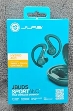 JLab JBuds Sport ANC 4 Bluetooth Wireless Earbuds Sporthook + Charging Case Teal