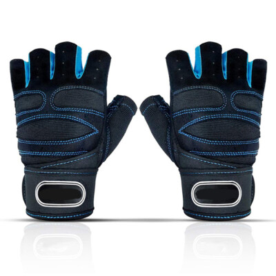 Weight Lifting Wrist Wrap Gloves - Half Finger Gym Gloves For Training & Fitness
