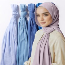 Women Chiffon Hijab Scarf Solid Colors Long Shawls Head Wraps Headscarf Muslim
