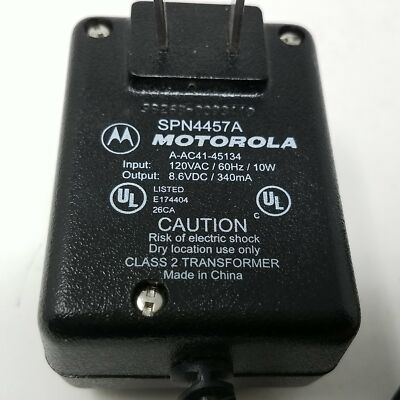 Motorola SPN4457A A-AC41-45134 Phone Charger 8.6VDC 340mA