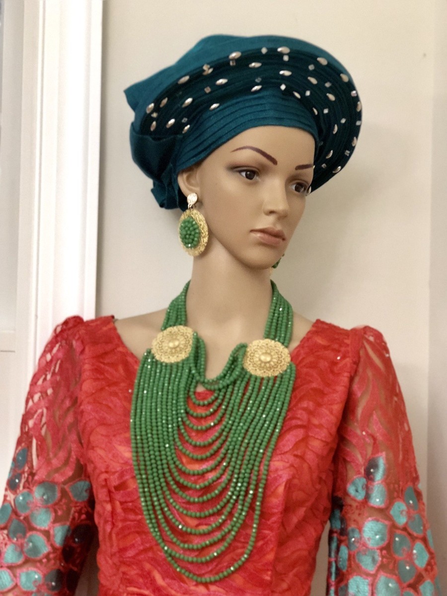 5-Row African Bead Jewelry Set – Necklace, Bracelet, Earrings For Wedding & Festive Occasions - View #9