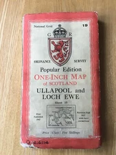 1947 Ordnance Survey Popular Edition One Inch Cloth Map 19 Ullapool & Loch Ewe