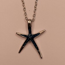 Mini Glittery Ocean Blue Starfish Pendant Necklace