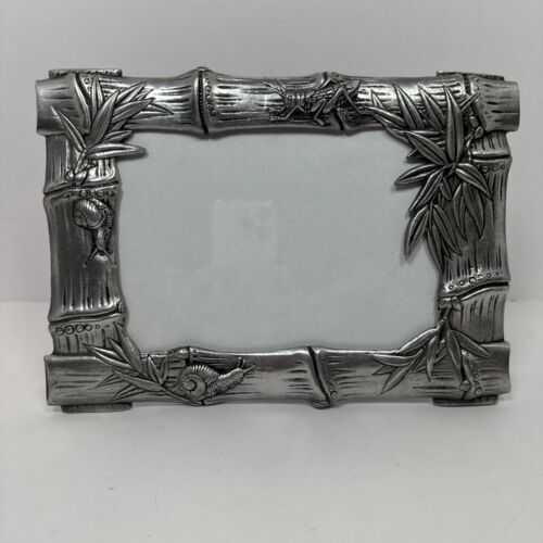 Vintage 1987 Arthur Court Metal Snail Cricket Bamboo Garden Picture Frame 5X7