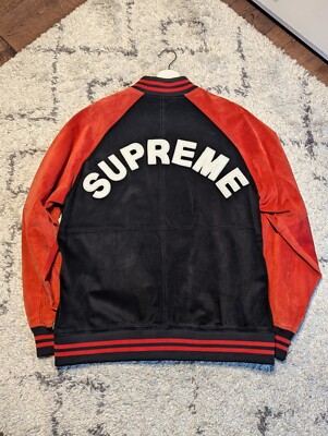 Supreme Suede Varsity Jacket Red Men's - SS17 - GB XL New Without