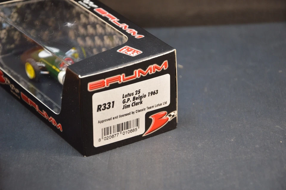 BRUMM 1/43 LOTUS 25 GP BELGIO 1963 JIM CLARK R331 DIE CAST MODEL MADE IN ITALY - Immagine 2 di 3