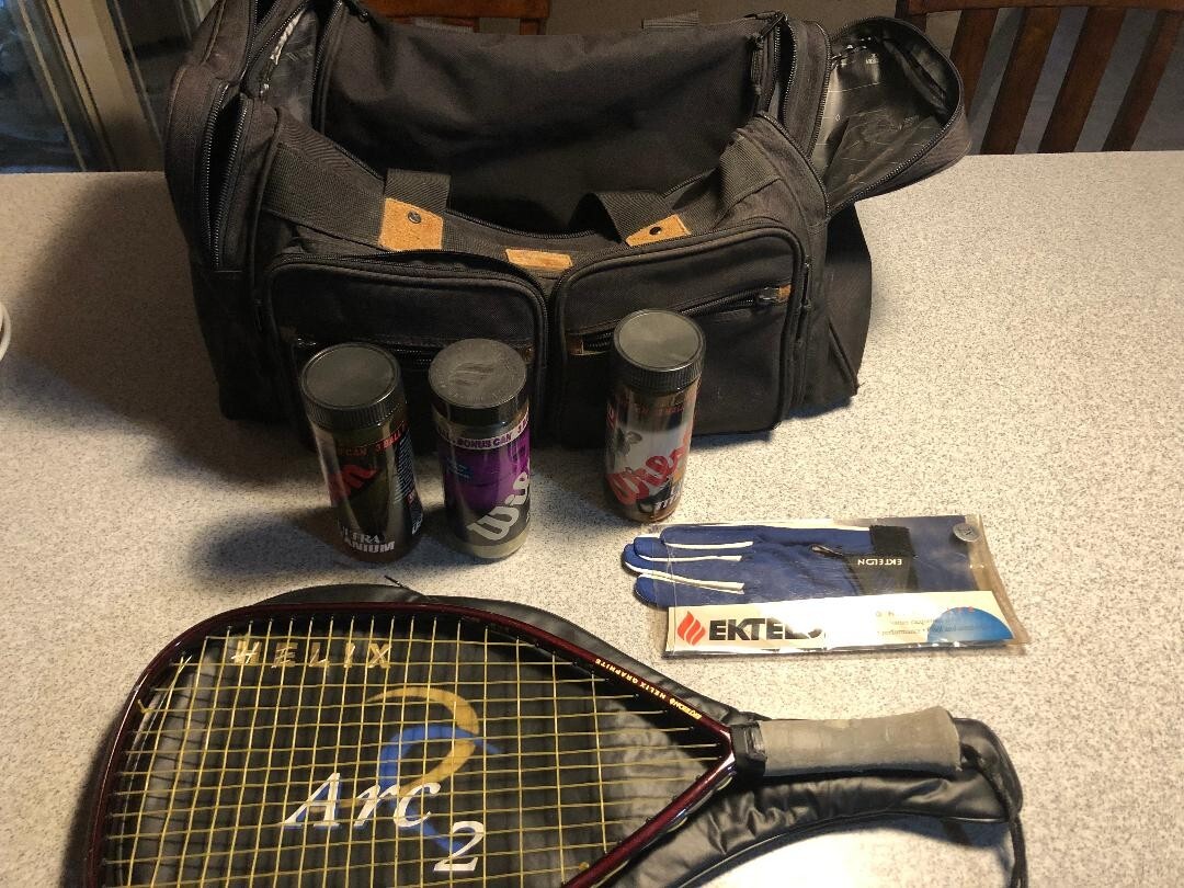 EKTELON Helix Graphite Racquetball Racquet, case, gym bag and balls eBay