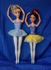 Disney Princess Ballerinas SNOW WHITE CINDERELLA Posable Dolls x2