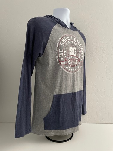 DC Shoes Mens Size M Blue Gray Skater Y2k Long Sleeve Hooded Pullover Sweatshirt - Picture 3 of 10