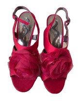 NINA Leather Sole Women Size 9 Rose Bud Red homecoming prom High-heel Shoes.