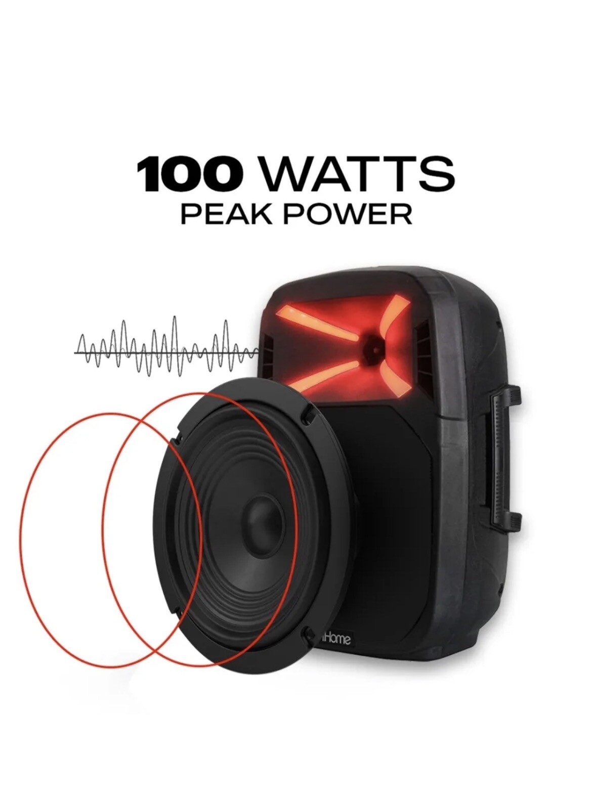 iHome Wireless Bluetooth Portable 8" Inch 100W Watts Light Party