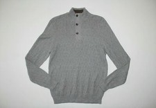 New Tasso Elba Men's Size Medium Gray Heather Mock Neck Textured Sweater