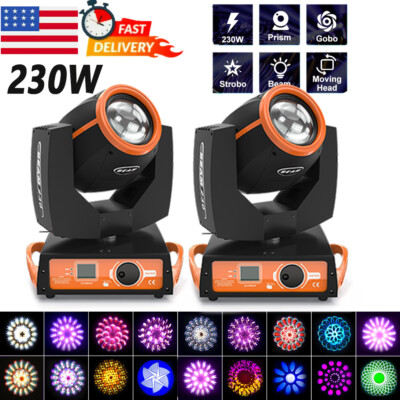 2PC 7R 230W Zoom Moving Head Beam Sharpy Light 8 Prism Strobe DMX Stage DJ Party
