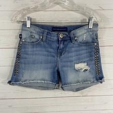 Rock Republic Studded Cutoff Jean Shorts Size 0 Blue Stretch Distressed 27x4