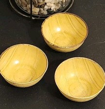 3 Vintage 1950s Wolverine Little Sweetheart Tin Salad Bowls Wood Look 3 "x1 "