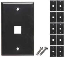 Lot10 Keystone flush Wall face Plate 1/One/Single mount Hole/Jack/Cavity$​{BLACK
