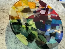 MULTI-COLORED, RETRO, UNBRANDED, HANDMADE CENTERPIECE BOWL