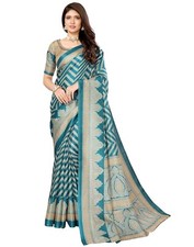 Womens Woven Printed Art Silk Saree with Unstitched Blouse Material