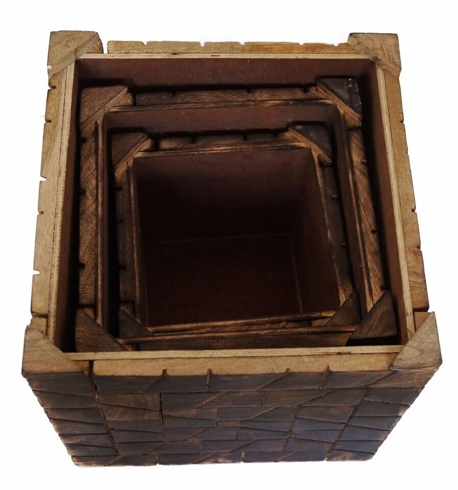 Wooden designer square shape stool set of 3 pcs kitchen & home decor gift item - Image 4 of 4