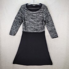 Nine West Womens Dress Size M Black Color Block Knit Boat Neck Classic Sweater