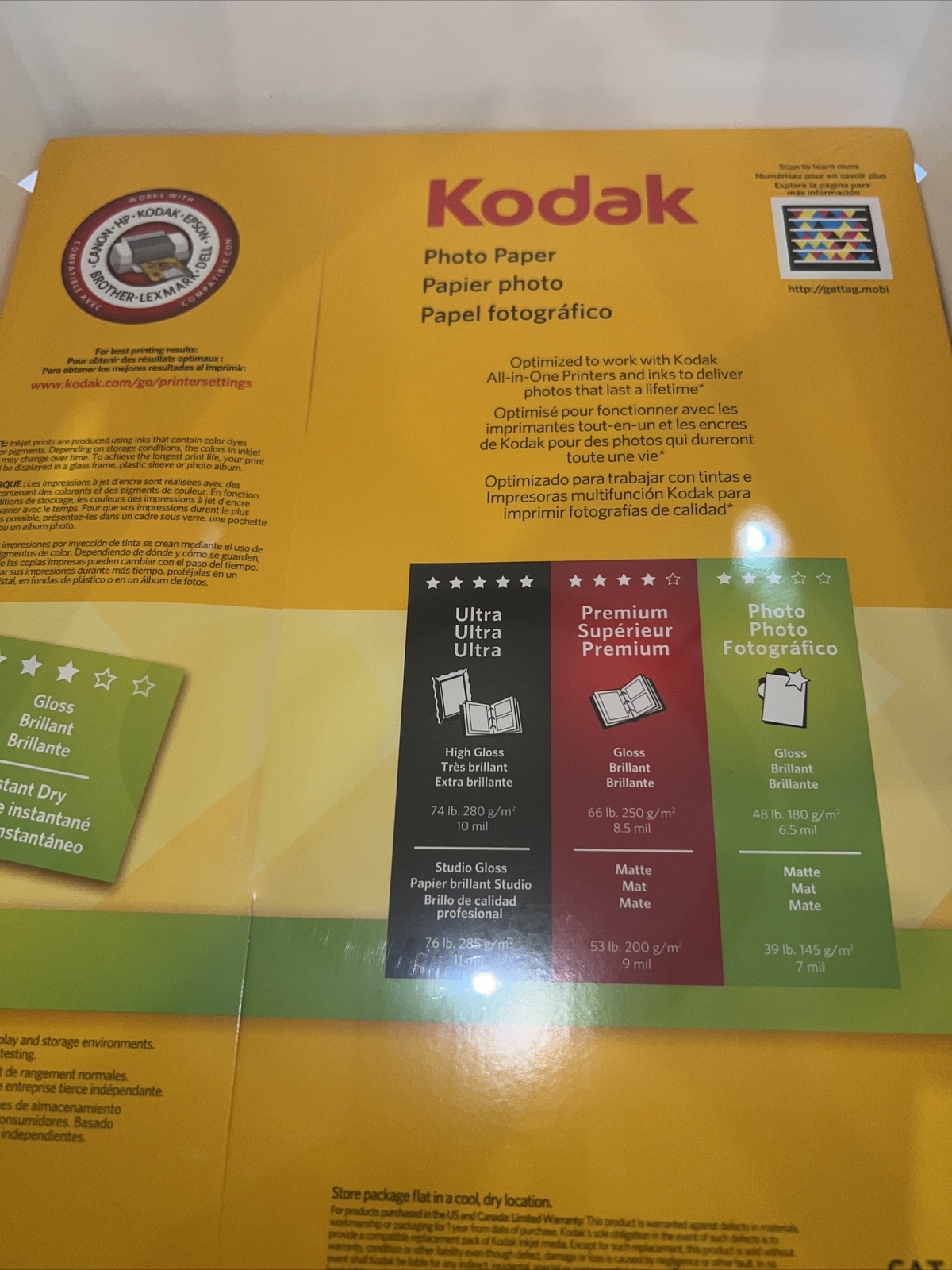 Kodak Photo Paper 100 Sheets 8.5" x 11" Gloss Photo Paper 41778209011